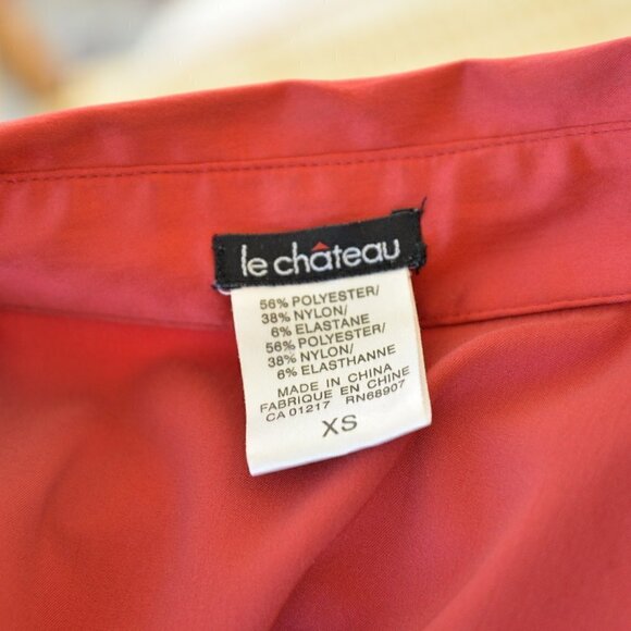 Vintage Y2K Le Chateau Cherry Red Satin Corset Blouse Sz XS - Picture 3 of 7